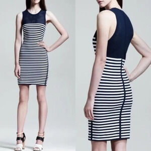 Rag & Bone Giselle Navy Blue & White Mesh Bodycon Mini Dress M